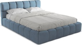 Łóżko 180 x 228 - z tkaniny szenilowej - jeans - NALU