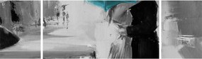 Obraz - Zakochana para z parasolem, niebieski (170x50 cm)