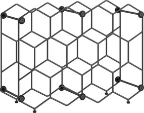 HOMCOM Stojak na wino na 13 butelek z designem plastra miodu, regulowanymi nóżkami, zabezpieczeniem przed przewróceniem, metalowy, 43 x 15,5 x 31 cm, czarny | Aosom PL