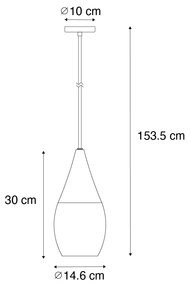 Nowoczesna lampa wisząca czarna z dymionym szkłem - Drop Nowoczesny Oswietlenie wewnetrzne