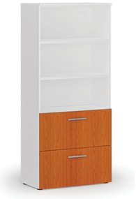 Szafa z szufladami na teczki zawieszkowe PRIMO WHITE, 800 x 420 x 1781 mm, biały/wiśnia