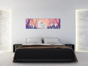 Obraz - Jednorożec w magicznym lesie (170x50 cm)