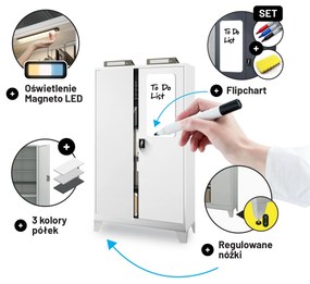 Szafa biurowa metalowa na akta biała JAN II, 1150 x 1850 x 400 mm