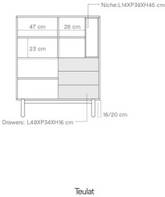 Ciemnoszara wysoka komoda 100x120 cm Corvo – Teulat