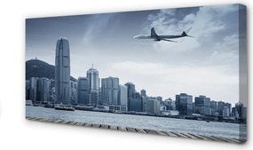 Obraz na płótnie Lot nad Chmurami i Miastem