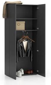 Szafa ubraniowa biurowa SEGMENT, 2 półki, drążek, 840 x 370 x 1880 mm, grafit