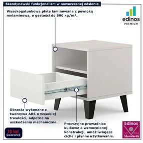 Skandynawski stolik nocny na czarnych nóżkach kaszmir + biały K8-Z49