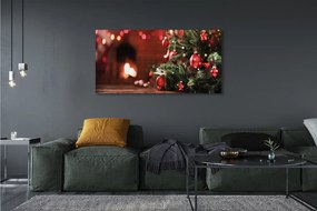 Obraz na płótnie Choinka, Bombki, Lampki i Prezenty