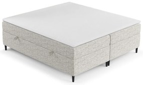 Jasnoszare łóżko boxspring ze schowkiem 200x200 cm Araya – Maison de Rêve