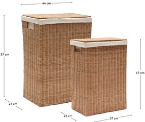 Rattanowe kosze na pranie zestaw 2 szt. w naturalnym kolorze Indali – Kave Home