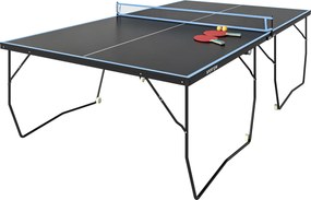 SPORTNOW Stół do Tenisa Stołowego, Składany, 8 Kółek, Rama Malowana Proszkowo, MDF, 274 x 152,5 x 76 cm, Czarny
