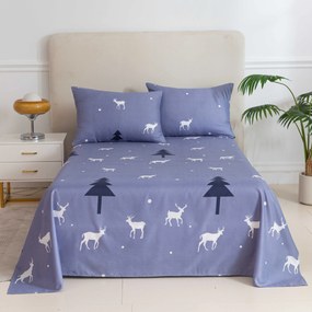 PrzytulneMieszkanie.pl Prześcieradło i poszewka na poduszkę DEER AND TREE Rozmiar: 2 szt. 50 x 70 cm | 200 x 240 cm