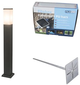 Zewnetrzna Lampa ogrodowa antracytowa 80 cm IP44 - Malios z kolcem i oprawką kablowe Nowoczesny Oswietlenie zewnetrzne