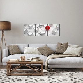 Obraz abstrakcji - sześcian z kulą (z zegarem) (90x30 cm)
