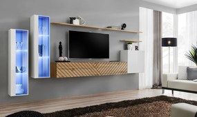 Meblościanka SWITCH LAMEL XI biała/dąb wotan ASM Meble