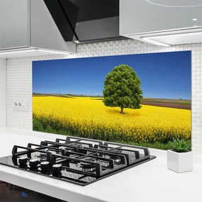 Panel Szklany do Kuchni Samotne Drzewo w Polu