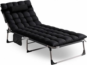 Leżak Ogrodowy VENUS 190x73 cm Czarny