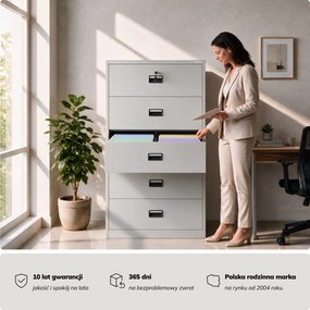 Szafa kartotekowa metalowa z 5 szufladami szara, 900x1620x600 mm: SARA XL V5