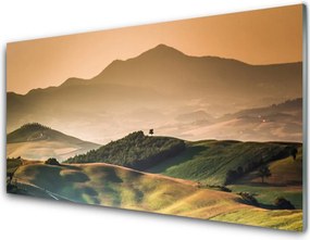 Szkło do Kuchni na Ścianę Krajobraz Gór I Złotych Pól