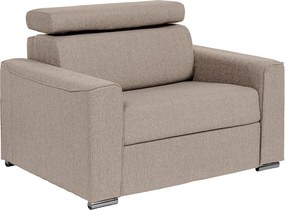 Fotel rozkładany typu express z beżowej tkaniny - pow. spania na szerokich listwach 70 cm - Materac 18 cm VIZIR