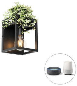 Inteligentna lampa ścienna czarna z półką, w tym Wi-Fi G95 - Cage RackPrzemysłowy Oswietlenie wewnetrzne