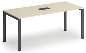 Stół konferencyjny PRIMO SQUARE, 180x80 cm, brzoza + port blatowy TYP I, czarny