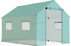 Outsunny Szklarnia Foliowa 2x3x2m Odporna na Wiatr z Oknem Drzwiami na Rolce Ochrona UV Zielona | Aosom PL