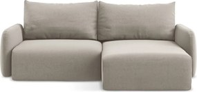 Szarobrązowy aksamitny rozkładany/ze schowkiem narożnik (prawostronny/z szezlongiem) Kalena – Makamii