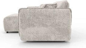 Beżowy narożnik z tkaniny szenilowej (lewostronny/z szezlongiem) Nelia – Ropez