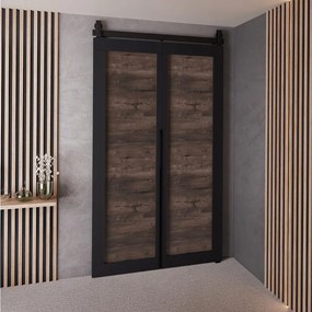 Drzwi Przesuwne QUDIO M1 Czarny + Jesion Ciemny 100