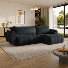 Masseno Narożnik OLSI z funkcją spania i pojemnikiem na pościel Narozniki L, Rozkładana sofa - Czarny, MONOLITH 95
