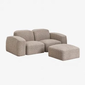 Bastian 2-częściowa Modułowa Sofa I Pufa Tkanina Mokka Brąz Bouclé - Sklum