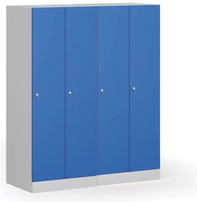 Szafka ubraniowa S1 obniżona, 2-drzwiowa, 1500 x 600 x 500 mm, demontaż, zamek cylindryczny, drzwi ciemnoszare