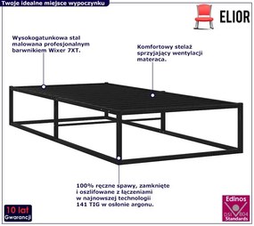 Czarne Loftowe Łóżko Metalowe 90X200 Cm Fribon