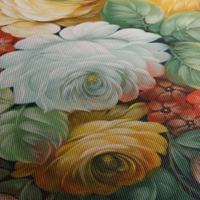 Obraz namalowanego bukietu kwiatów (z zegarem) (90x30 cm)