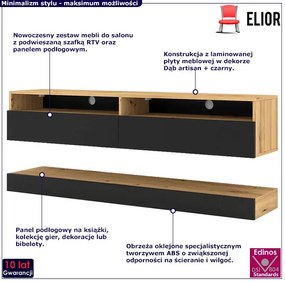 Zestaw szafka na TV z półką dąb artisan + czarny - Herria 6X