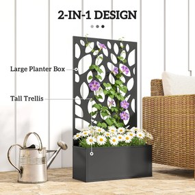 Outsunny Metalowa Podwyższona Grządka z Kratką, Montaż na Ścianie lub Wolnostojąca, Donica z Osłoną | Aosom PL