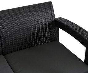 Zestaw Mebli Ogrodowych BRANDON Ciemnoszary Sofa Fotele Stolik Tarasowy Technorattan Nowoczesny