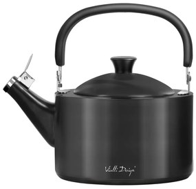 Czarny czajnik z gwizdkiem Vialli Design Diamante, 1,5 l