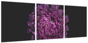 Obraz fioletowego kwiatu (z zegarem) (90x30 cm)