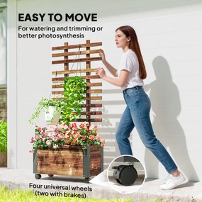 Outsunny Wysokie Łóżko z Podporą, na 4 Kółkach, Przetworzone Drewno Ciężkie, 65 cm x 31 cm x 147 cm, Czarny + Brązowy