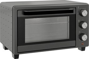 HOMCOM Minipiekarnik, 21 L Piekarnik tosterowy z 1 rusztem i 1 blachą, 3 tryby gotowania, 100 °C-230 °C, Stal nierdzewna, Szkło, Szary