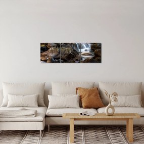Obraz skalistego strumienia (z zegarem) (90x30 cm)