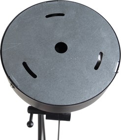 Lampa wisząca regulowana czarna klosz lniany szarobrązowy 35cm - Blitz II