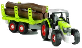 Rozkręcany traktor z przyczepą z drewnem 43 cm