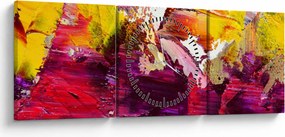 Obraz abstrakcji - malarstwo (z zegarem) (90x30 cm)