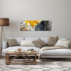 Obraz - Abstrakcyjna akwarela (z zegarem) (90x30 cm)