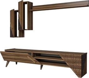 Nowoczesny stolik RTV – 180 cm – orzech – melamina