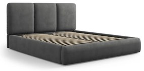 Szare tapicerowane łóżko dwuosobowe ze schowkiem i stelażem 200x200 cm Brody – Mazzini Beds