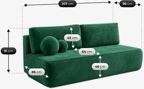 Sofa z Funkcją Spania ARVETO Zielona Welurowa Nowoczesna